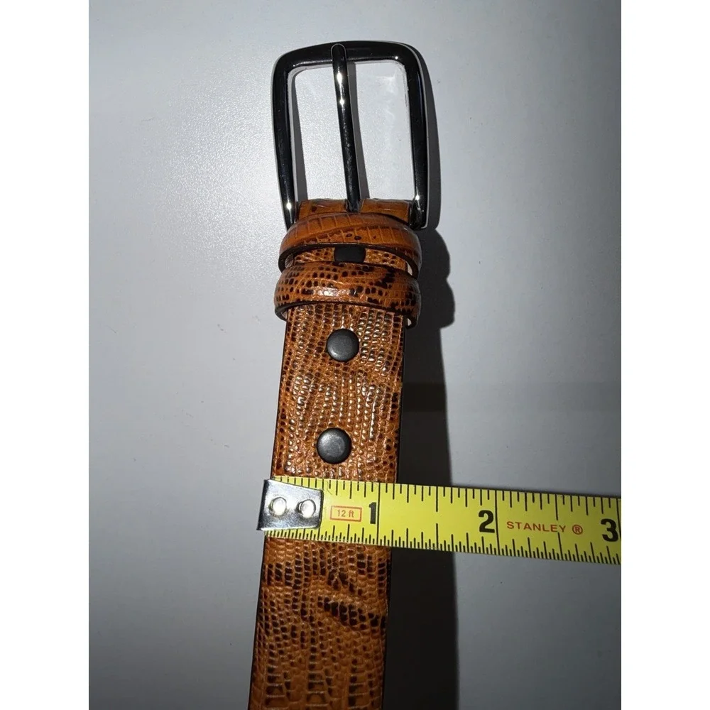 Belts.Com Belt Orange Faux Leather Croc Emboss‎ Silver Buckle Sz 40